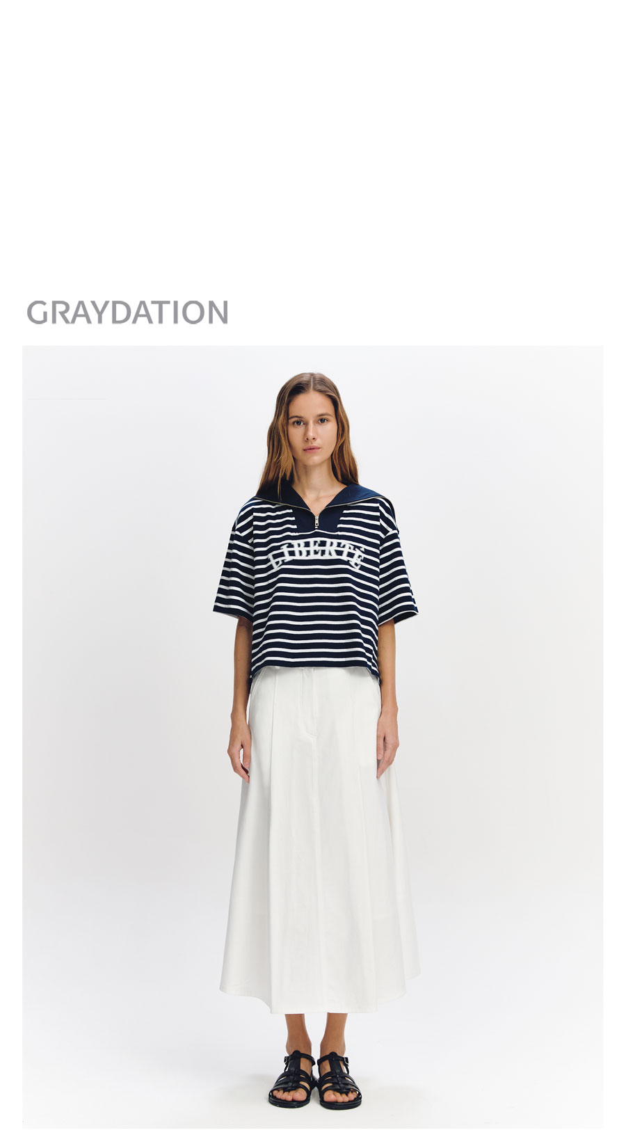 세일러 카라 하프집업 반팔티 NAVY 상세 이미지 9